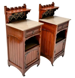 Two Arts & Crafts Nightstands by Gustave Serrurier-Bovy, 1900s
